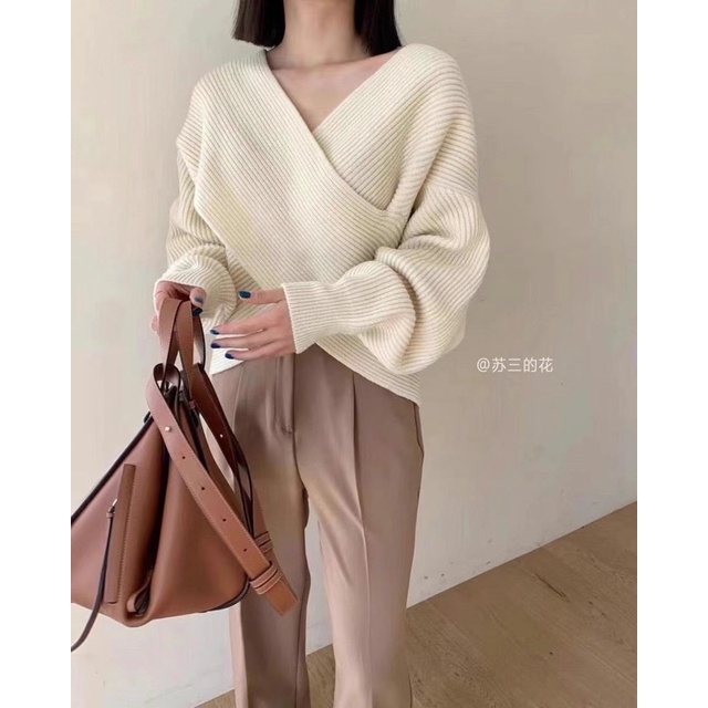 (Ảnh thật) Áo len dài tay vạt chéo Hàn Quốc loại 1 | BigBuy360 - bigbuy360.vn