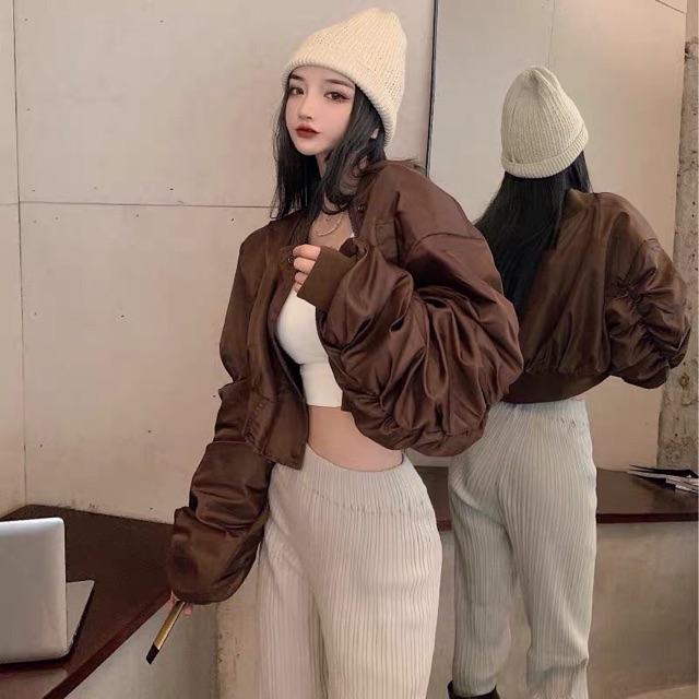 Áo khoác bomber dù dáng croptop