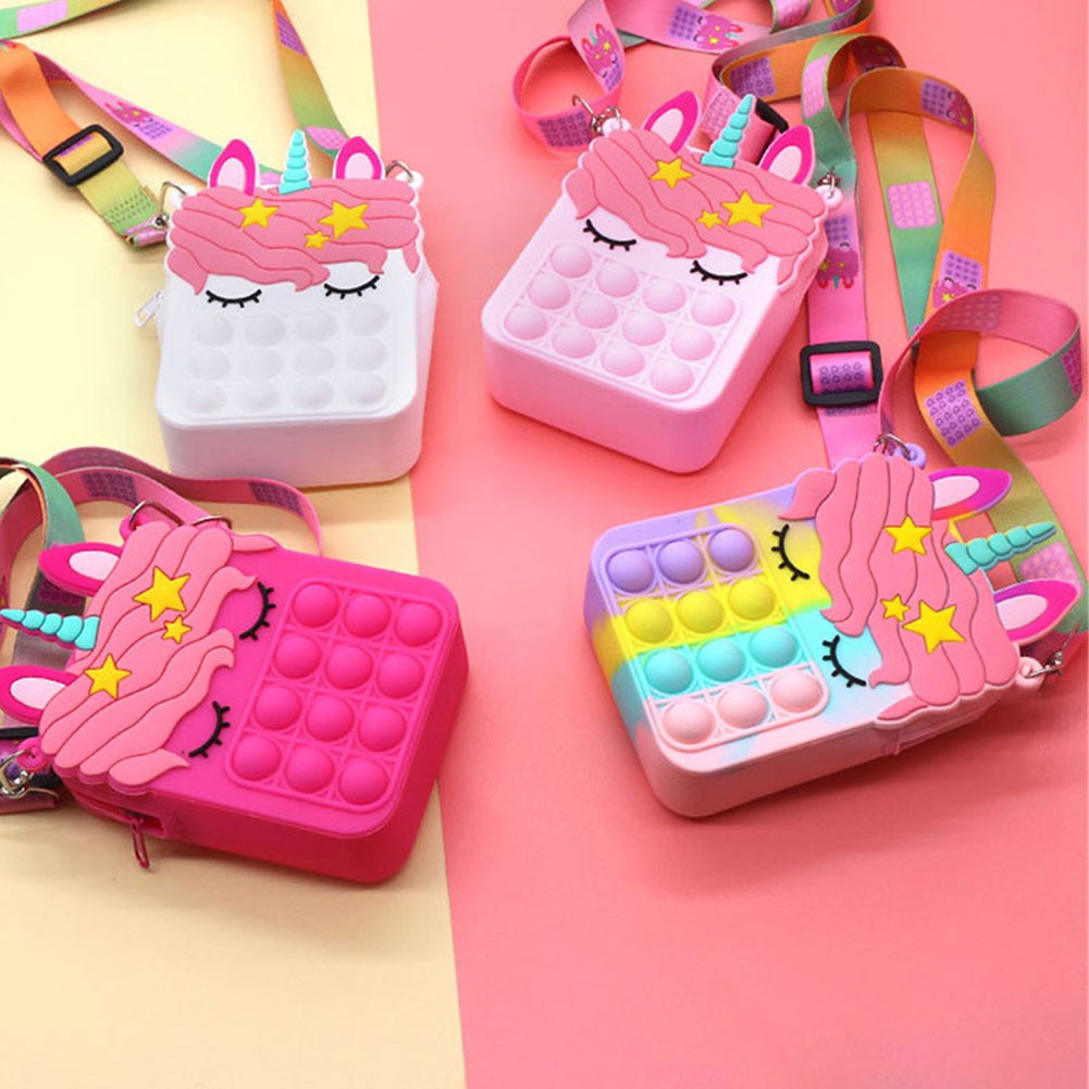 Unicorn Pop it Messenger bag Push Bubble Sensory Fidget Stress Release