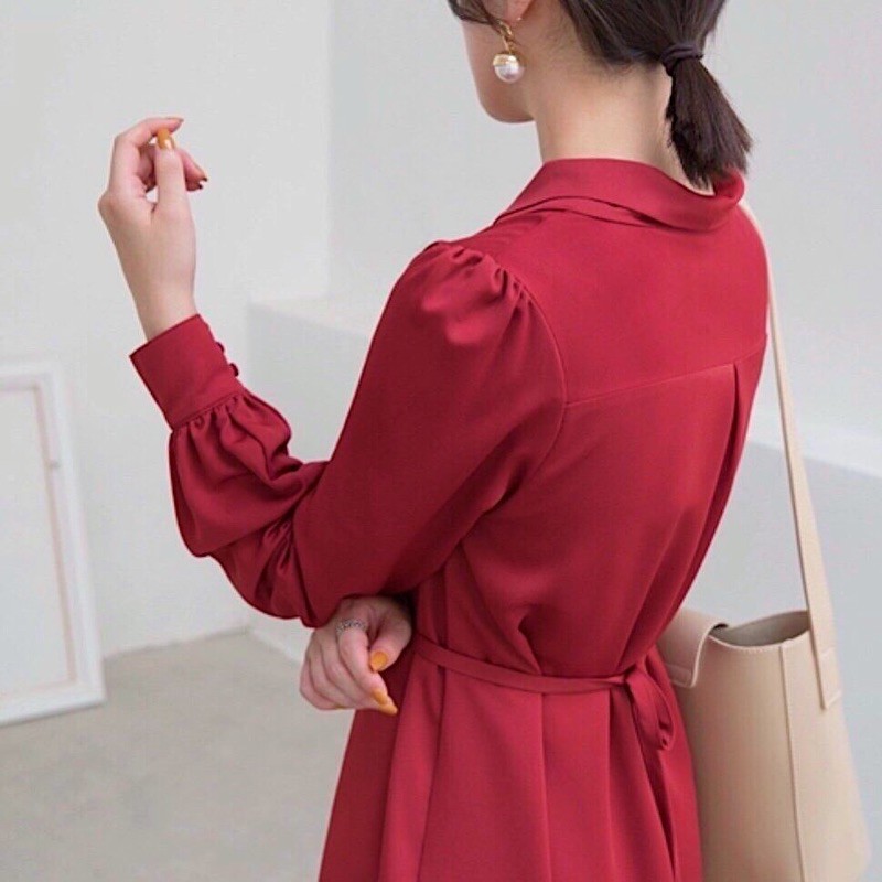 Đầm đỏ tay dài dây cổ (kèm hình thật) | BigBuy360 - bigbuy360.vn