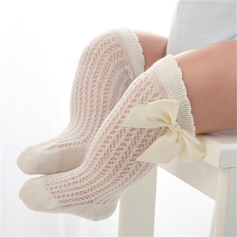 Vớ Cotton Cổ Cao Đính Nơ Dễ Thương Cho Bé Gái Sơ Sinh 0-2 Tuổi