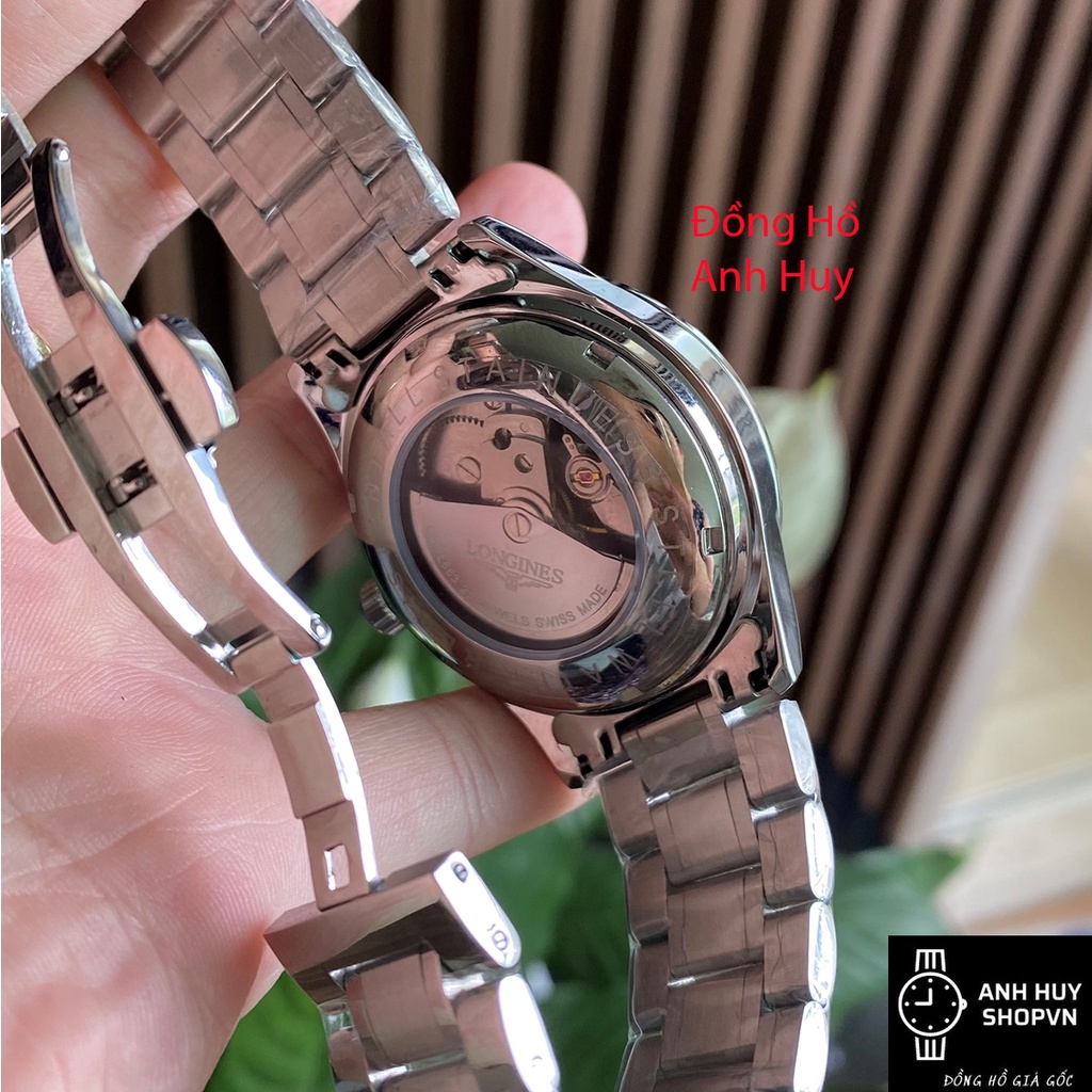 Đồng Hồ Nam LONG.GINES Máy Cơ Automatic - Dây kim loại thép đúc đặc không gỉ mặt tròn đính đá sapphire kính chống xước