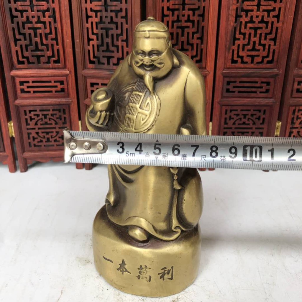 tượng Phú Ông Quản Gia  phong thủy  16cm Một Vốn Vạn Lời may mắn trang trí quà tặng đồng nguyên khối
