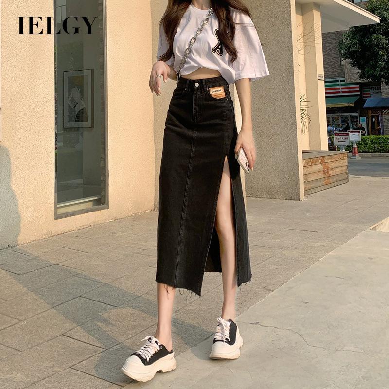 Chân váy denim IELGY xẻ tà kiểu dáng thời trang cho nữ