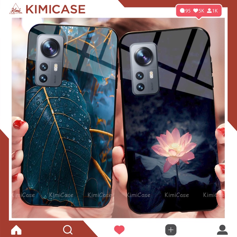 Ốp XIAOMI Mi 12T, Mi 12T Pro, MI 12, MI 12 PRO, Mi 12 Lite lưng kính cường lực bộ hoa lá