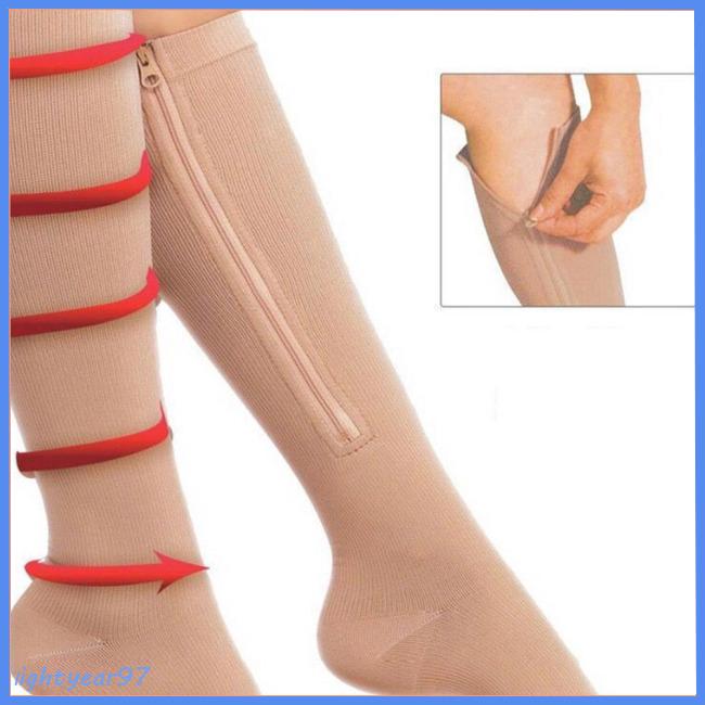 Tất chân nén dài kèm khóa zip dùng làm thon gọn chân tiện dụng