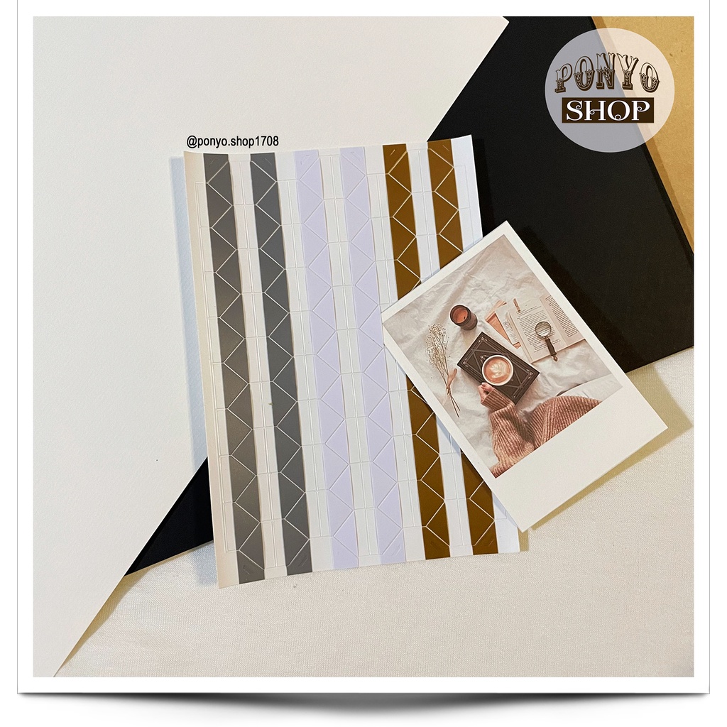 Sticker góc ảnh Gold, White, Silver trang trí Scrapbook/album ảnh