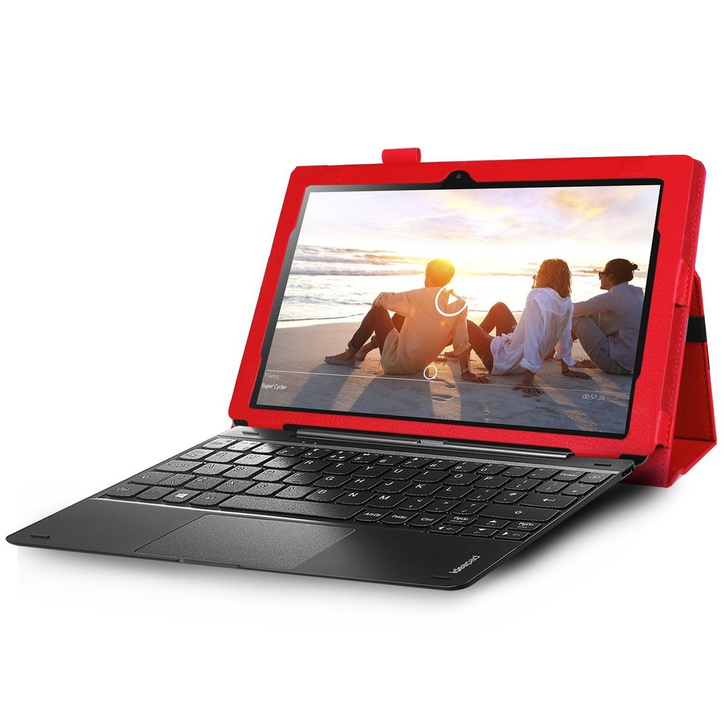 Bao da máy tính bảng màu trơn thiết kế giá đỡ kèm dây đeo tay tiện dụng cho Lenovo MIIX 310