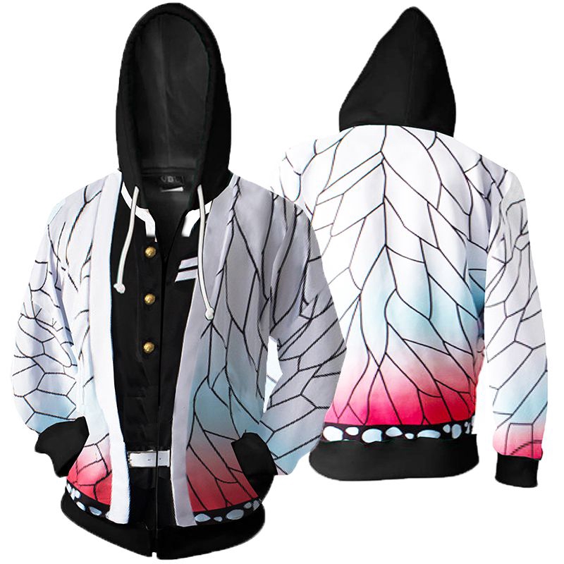 Áo Hoodie khóa kéo mô phỏng trang phục nhân vật anime Kimetsu no Yaiba Kochou Shinobu | BigBuy360 - bigbuy360.vn