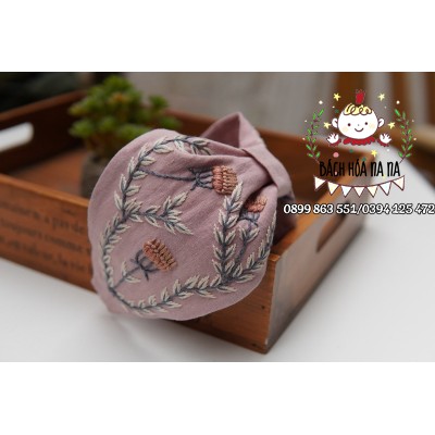 Bộ kit Nguyên liệu DIY tự bạn làm turban, băng đô thêu hoa, hoa xuân hạ thu đông thêu tay, Bách hóa Na Na handmade shop
