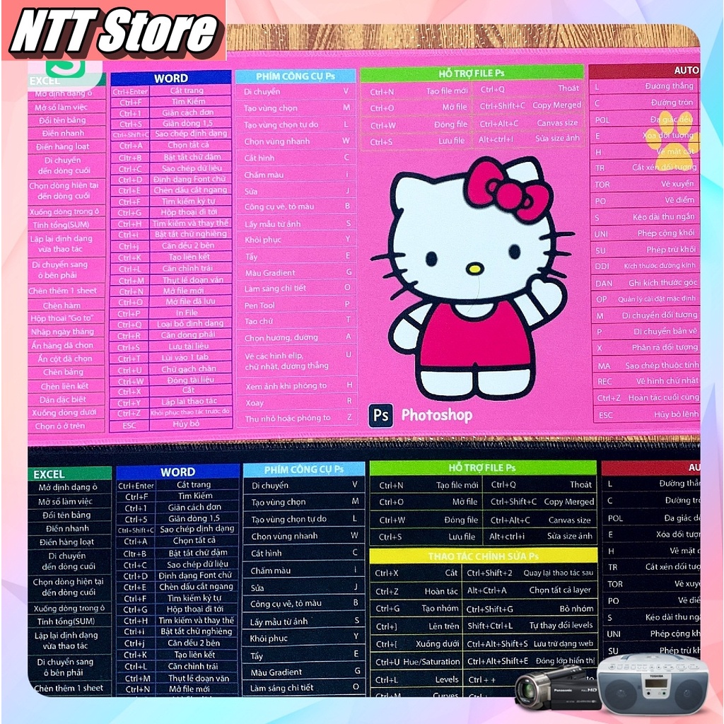 Miếng lót di chuột in hình công thức máy tính 30x80cm / bàn di phím tắt hữu ích dành cho dân văn phòng - NTT Store