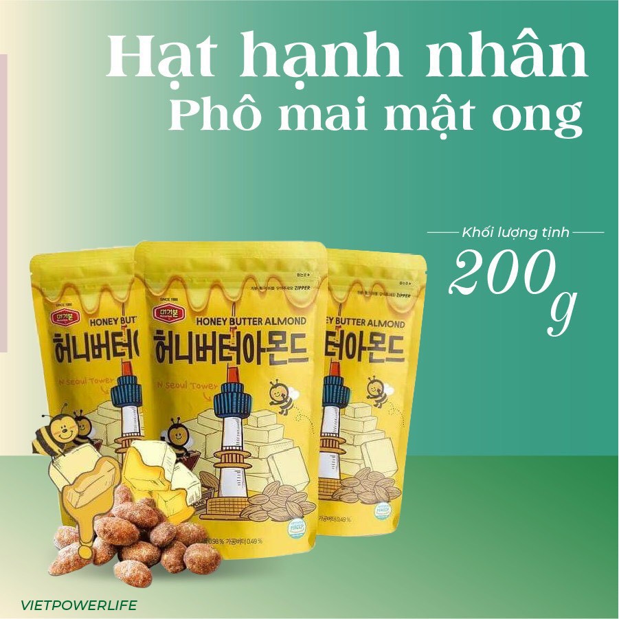 Hạnh nhân tẩm bơ mật ong / bắp / hạt tổng hợp mix nut muối hồng / phô mai mật ong Murgerbon gói 200g - Hàn Quốc