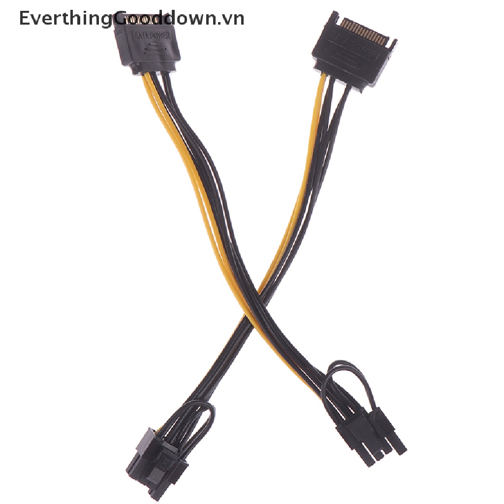 Everthingooddown Cáp SATA Chuyển Đổi 15pin Sang 8pin (6 + 2) PCI-E Dài 20cm Thẻ Đồ Họa