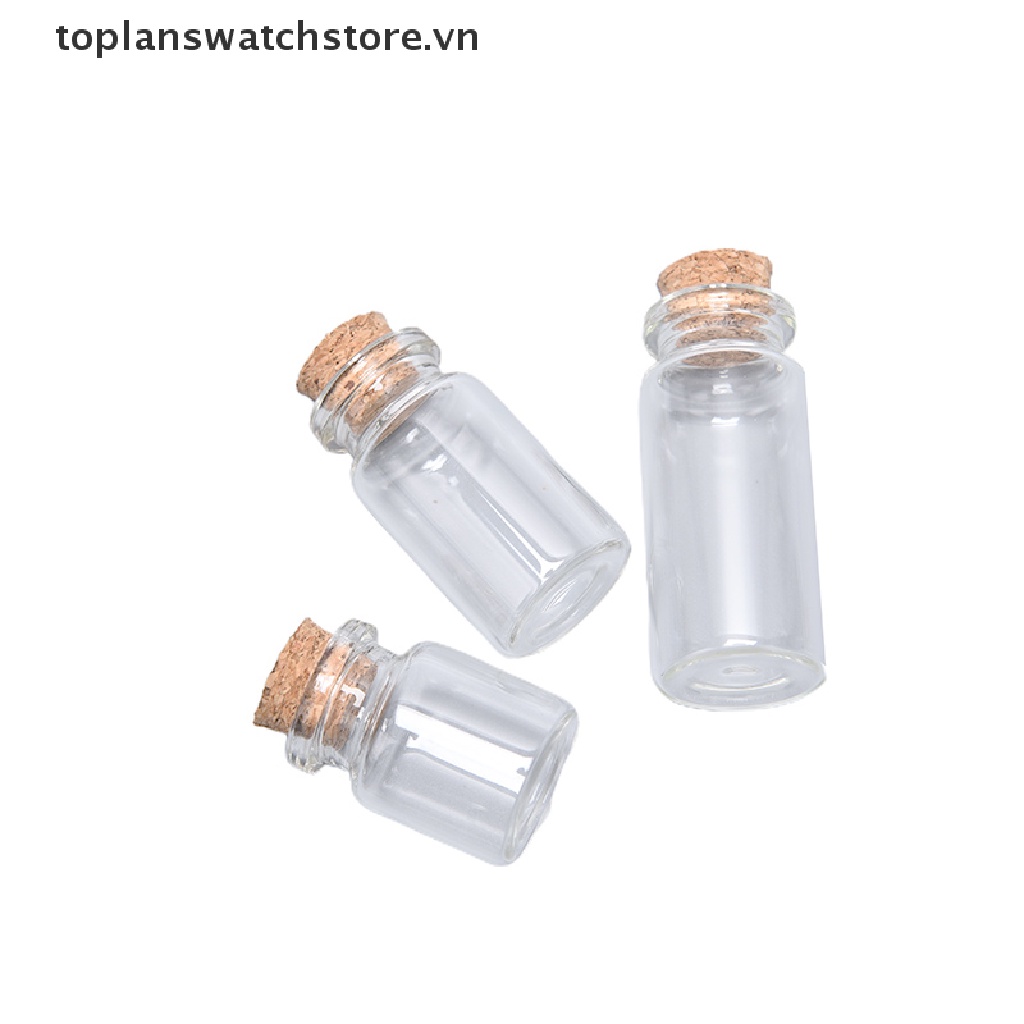 Set 10 Chai Thủy Tinh Mini Có Nút Bần Dùng Trang Trí Đám Cưới