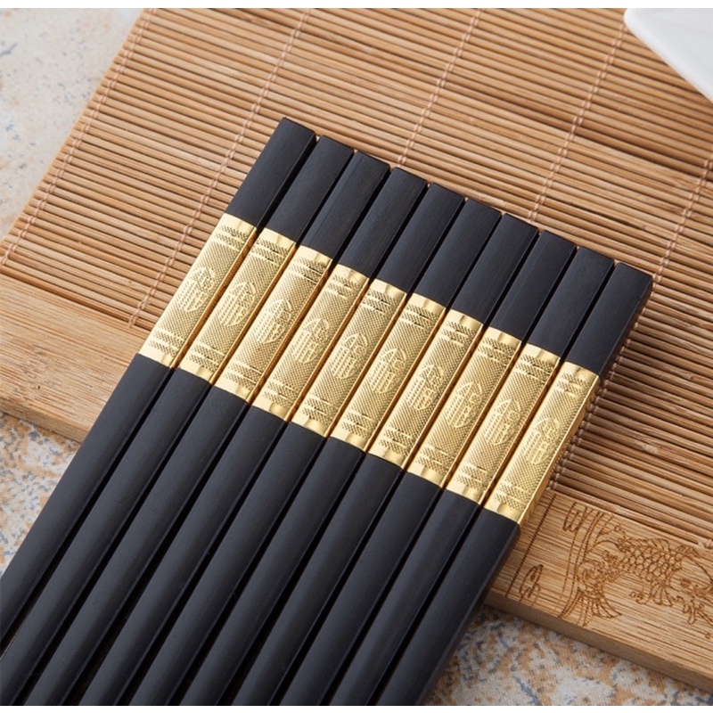 Bộ 10 Đôi Đũa Nhựa Mạ Vàng Cao Cấp Sang Trọng - D09
