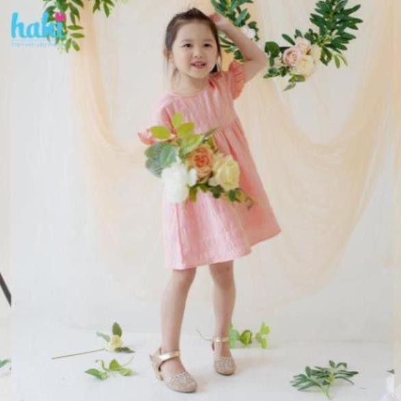 Váy bé gái liền vai tay quấn bèo HAKI-HK516, váy thiết kế cho bé, đầm hè cho bé gái