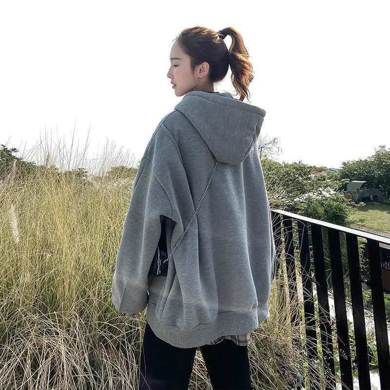 Mới Áo Hoodie Tay Dài Dáng Rộng Thời Trang Cho Nữ