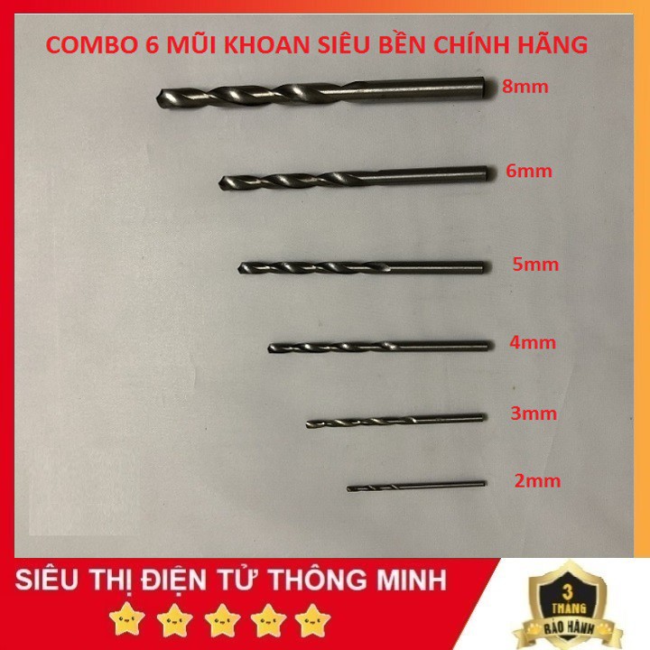 Mũi Khoan, Combo Bộ 6 Mũi Khoan Sắt Khoan Gỗ Nhập Khẩu Chính Hãng