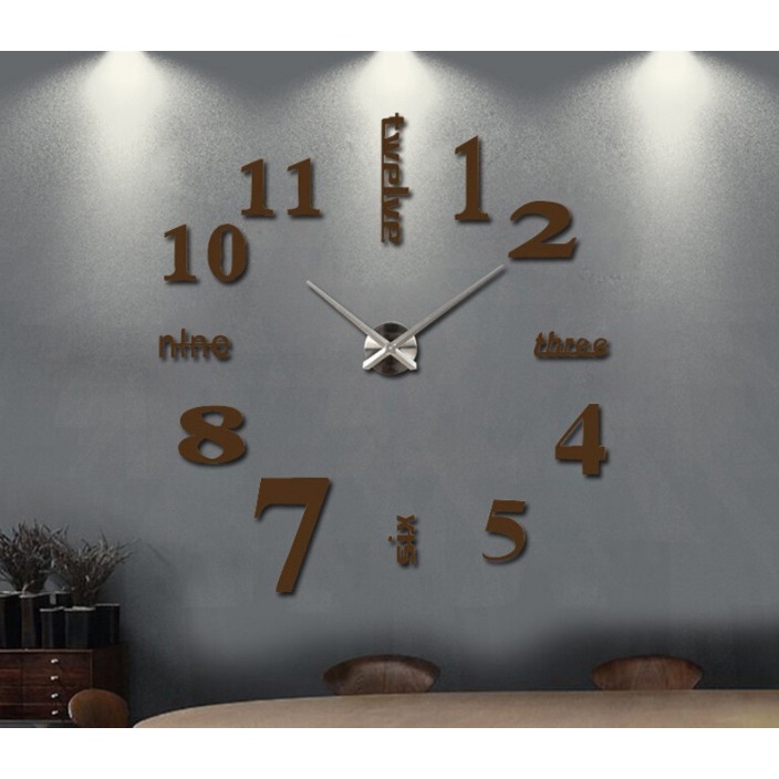 (CỠ LỚN, HÀNG LOẠI 1) Đồng hồ dán tường trang trí decor nghệ thuật phiên bản tiếng Anh (mẫu 3)