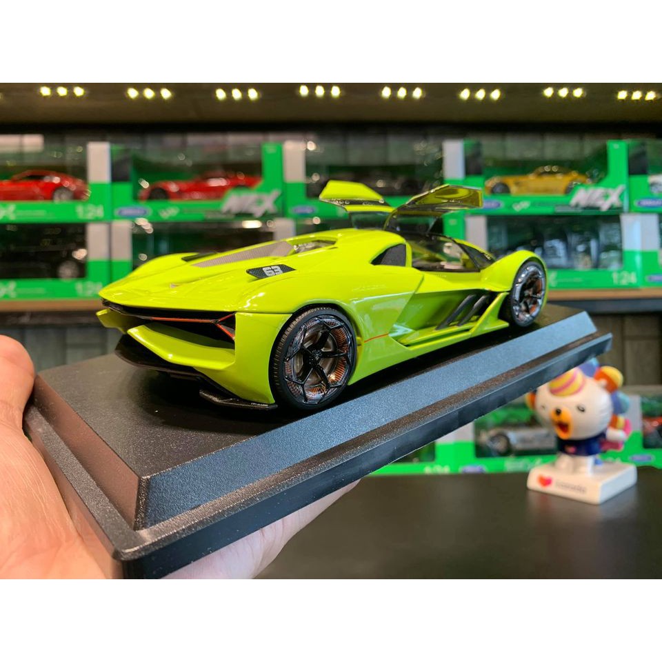 Mô hình xe ô tô Lamborghini Terzo Millennio tỉ lệ 1:24 hãng Burago màu xanh nõn chuối