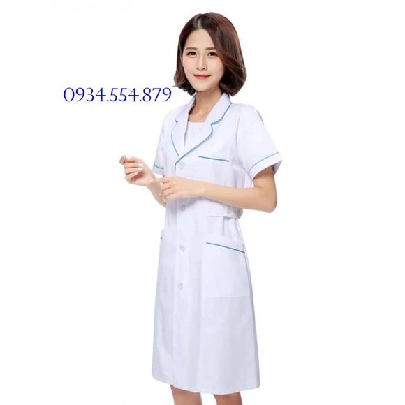 HT11- Đồng phục y tá áo blouse cổ 2 ve cách điệu | BigBuy360 - bigbuy360.vn