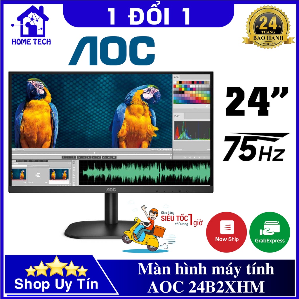 Màn Hình Máy Tính AOC 24B2XHM/74 24inch LED IPS - 16.7 Triệu Màu, 75Hz (HDMI),60Hz (VGA)  [Chính Hãng Bảo Hành 2 Năm] | WebRaoVat - webraovat.net.vn