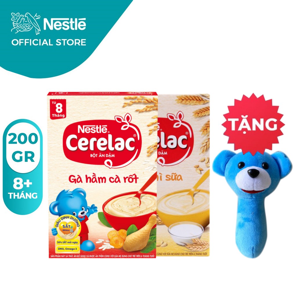 Combo 2 Hộp Bột Ăn Dặm Nestlé Cerelac Gà Hầm Và Lúa Mì 200g/Hộp