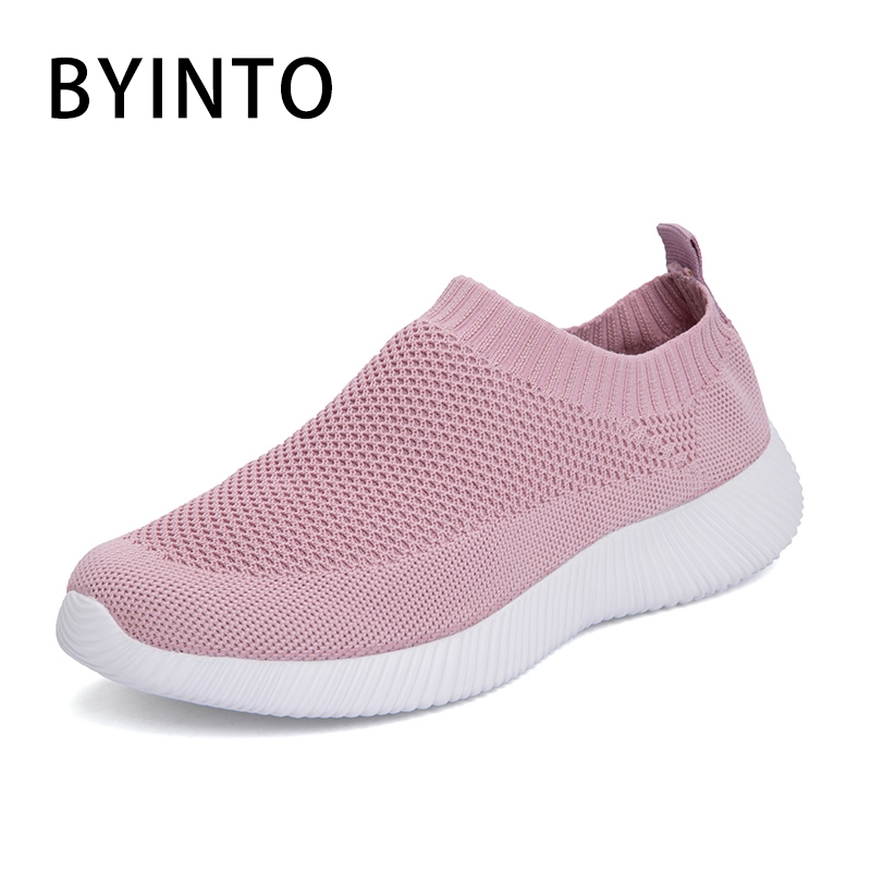 【Shipping Today】 Plus Size 35-43 Fashion Women Jogging Shoes Lightweight Breathable Slip-on Knitted Sports Shoes Female Sports Shoes Running Shoes