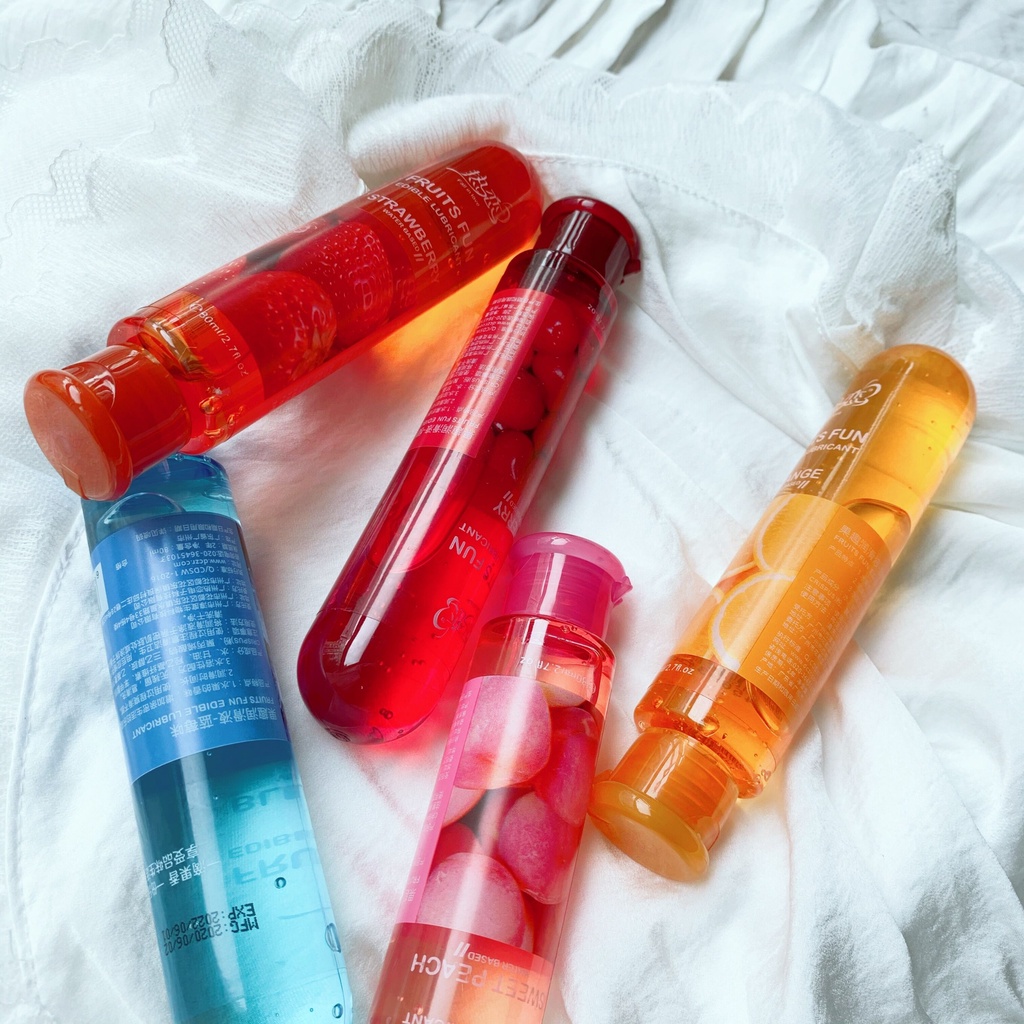 Gel Bôi Trơn Nuốt Được Fruits Fun Hương Vị Hoa Quả Đào Cam Dâu Cherry Việt Quất Chai 80ml