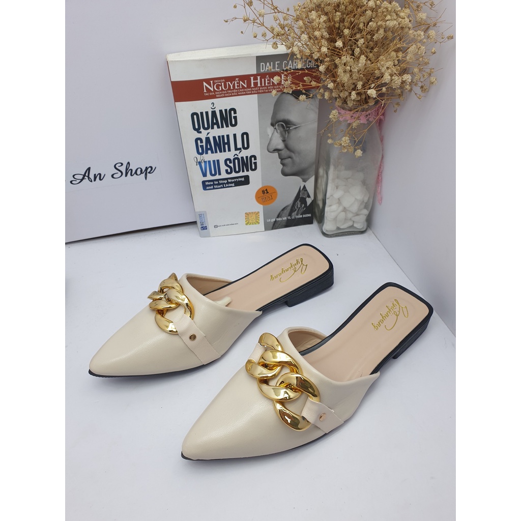 Sục nữ - giày sục nữ - dép sục nữ - sục mũi nhọn phối khóa đá Thiên An