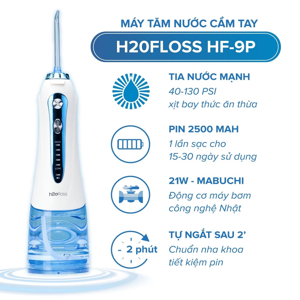 Tăm nước Mohaa H2Ofloss HF9P tiêu chuẩn Châu Âu, vệ sinh răng miệng sạch hiệu quả