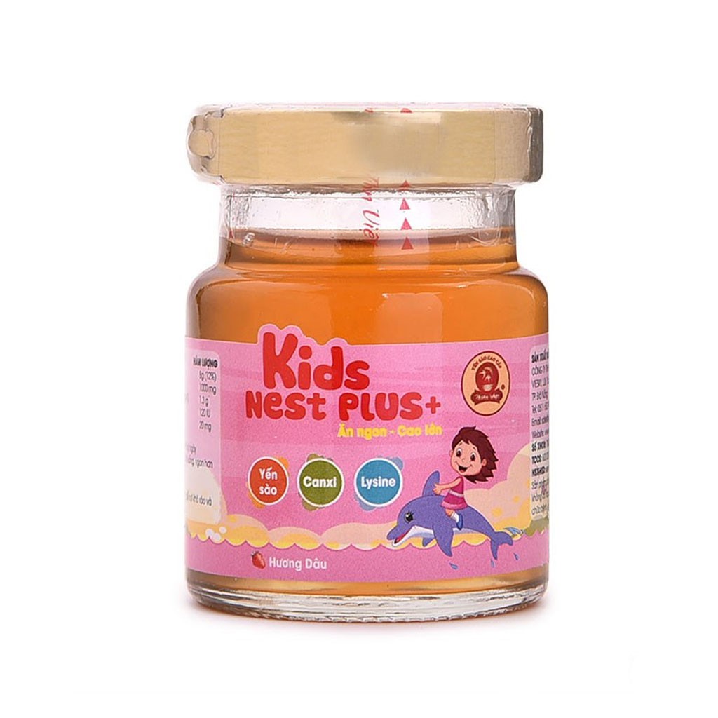 Nước Yến Sào Cao Cấp Thiên Việt Kid's Nest Plus+ Hương Dâu Hộp 6 Lọ x 70ml (Ăn ngon cao lớn)