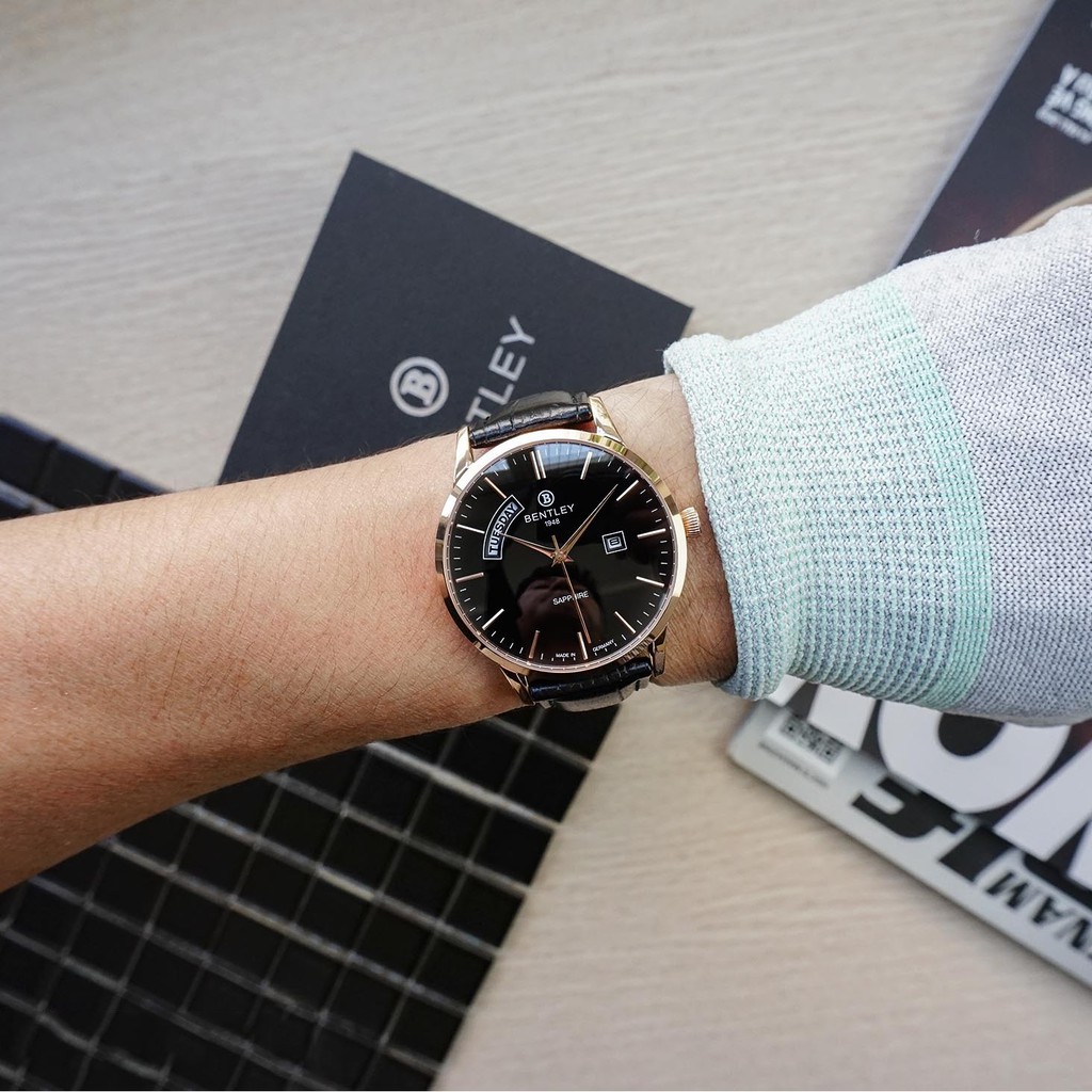 Đồng hồ nam dây da mặt kính chống xước Bentley BL1864 BL1864-10 BL1864-10MRBB