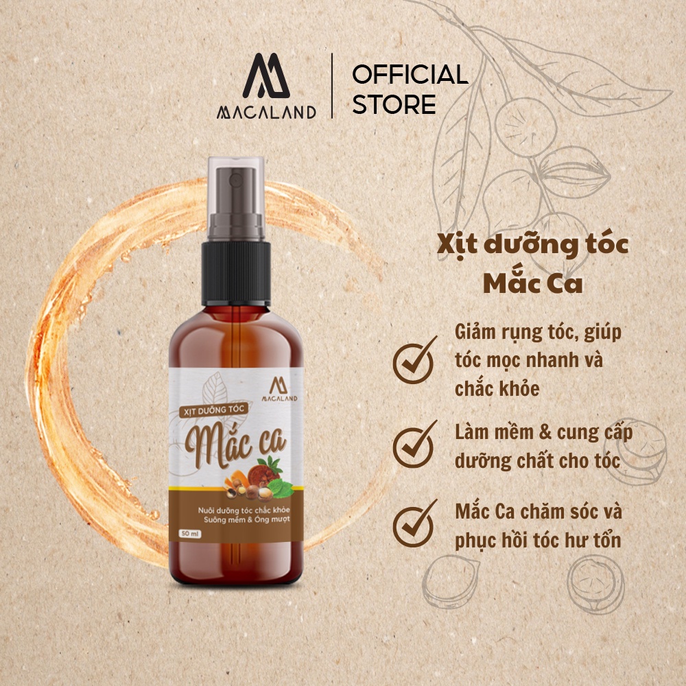 Xịt dưỡng tóc dầu Macadamia 50ml Macaland giảm rụng tóc và kích thích mọc tóc hiệu quả