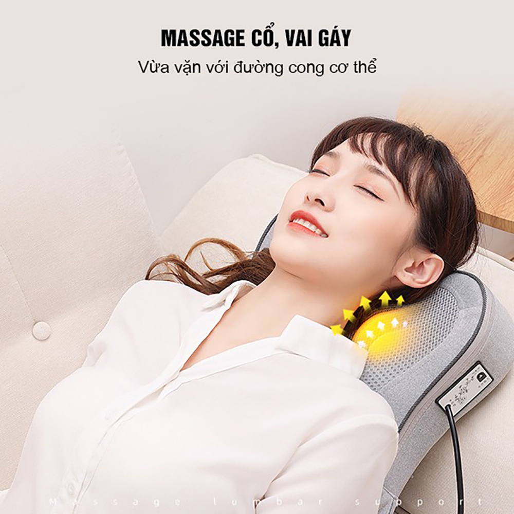 Máy massage, gối massage lưng, cột sống toàn thân đa năng cao cấp hồng ngoại 16 bi. Bảo hành 2 năm, 7 ngày lỗi đổi mới.