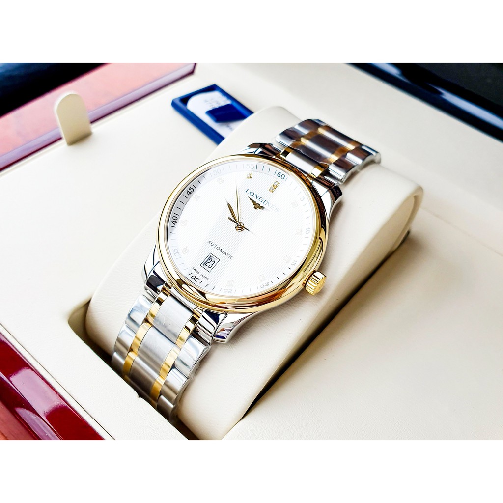 Đồng hồ nam chính hãng Longines Master Collection Diamond Demi 18kt L26285777 - Máy cơ tự động Thụy Sĩ - Viền vàng 18k
