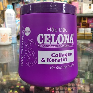 Hấp dầu Celona Collagen & Keratin vẻ đẹp tự nhiên 1000ml - tím