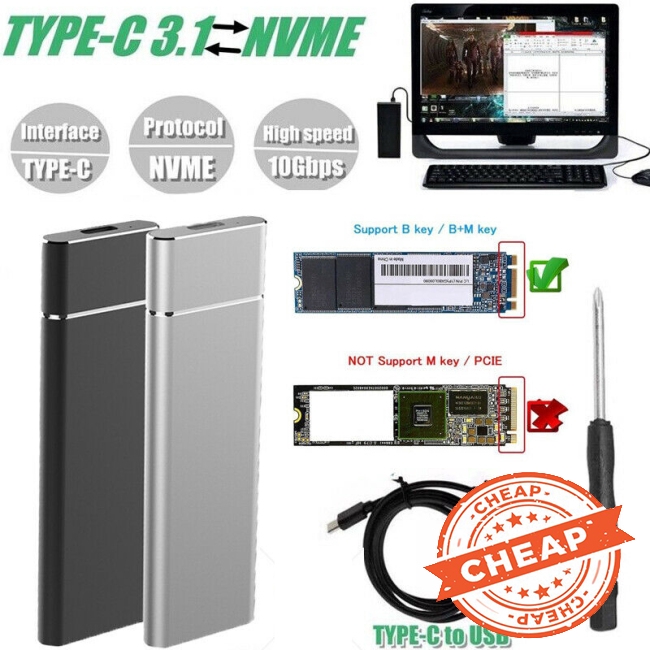 Hộp đựng ổ cứng M.2 NGFF sang USB 3.1 Type-C SATA SSD | BigBuy360 - bigbuy360.vn