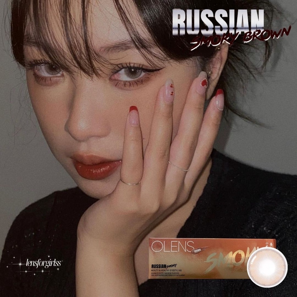 Kính áp tròng nâu tây sáng 1 NGÀY RUSSIAN SMOKY BROWN chính hãng Olens | Lens cận 1 ngày