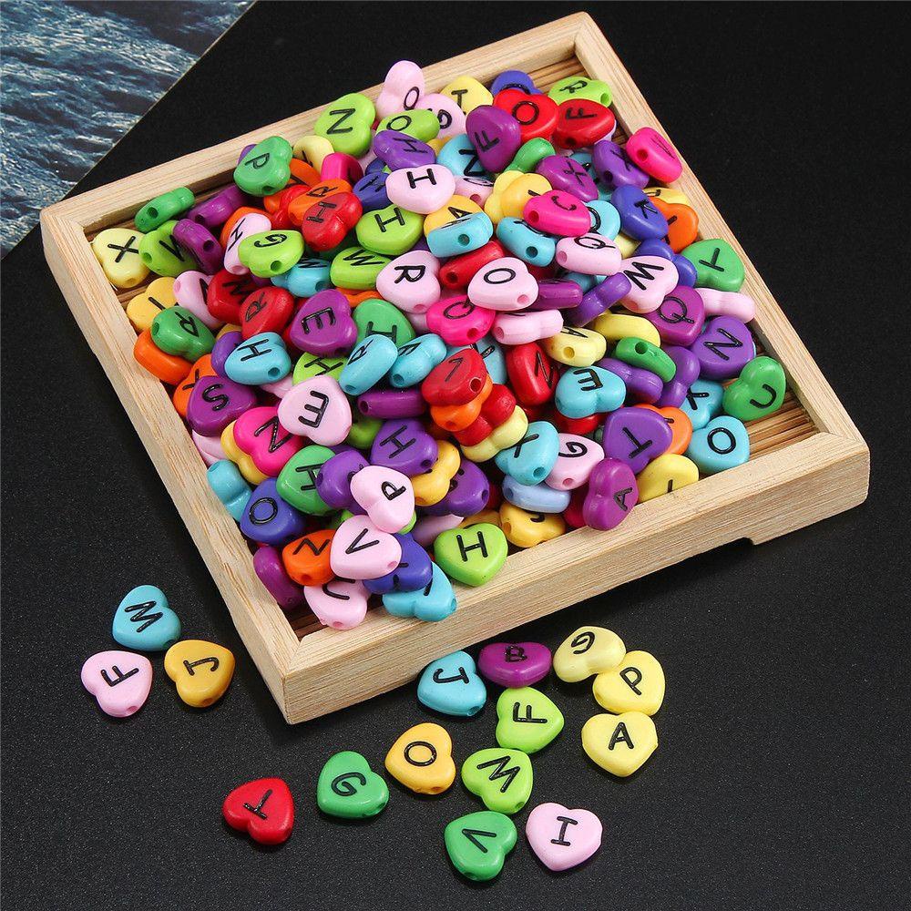 KUNHEV Set 100 Hạt Xâu Chuỗi Khắc Chữ Cái Handmade DIY Mới