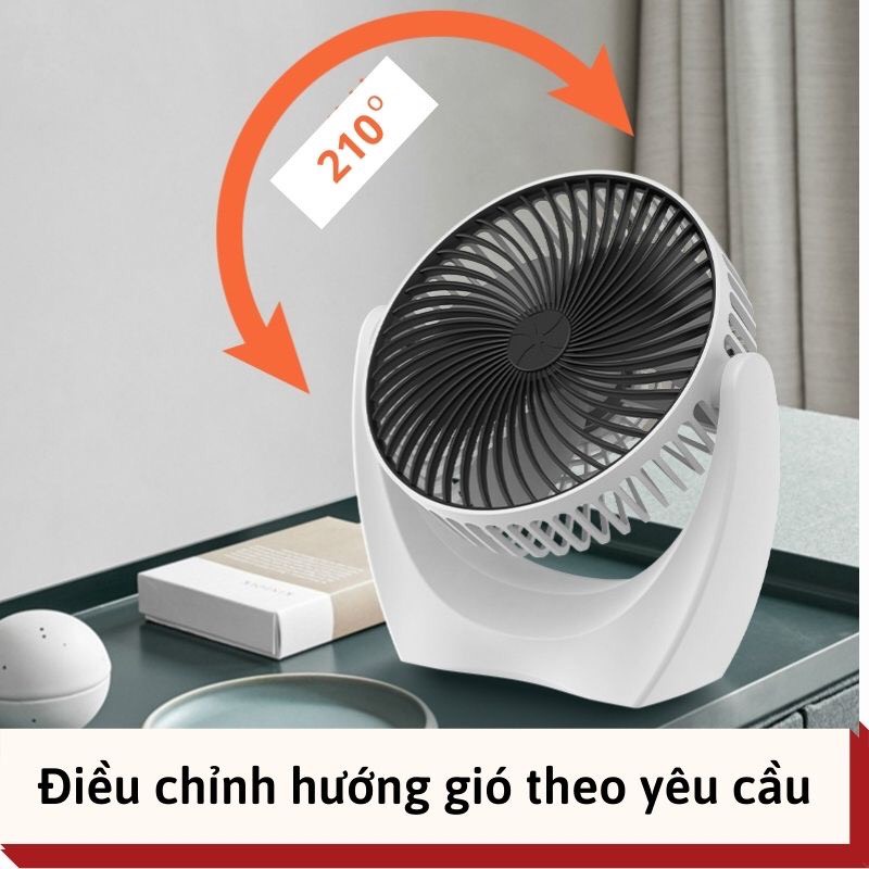 Quạt mini để bàn dùng nguồn điện USB , Quạt mini để bàn xoay 120 độ động cơ không tiếng ồn