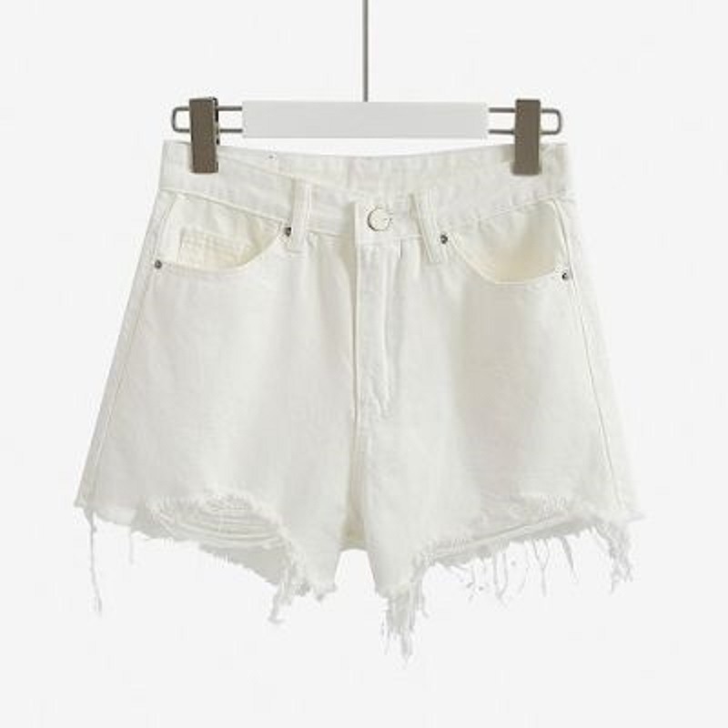 IELGY   Quần Short denim Cạp Cao Rách Của Phụ Nữ