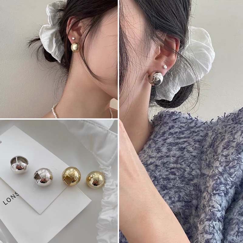 Bông tai hạt mạ kim loại thời trang