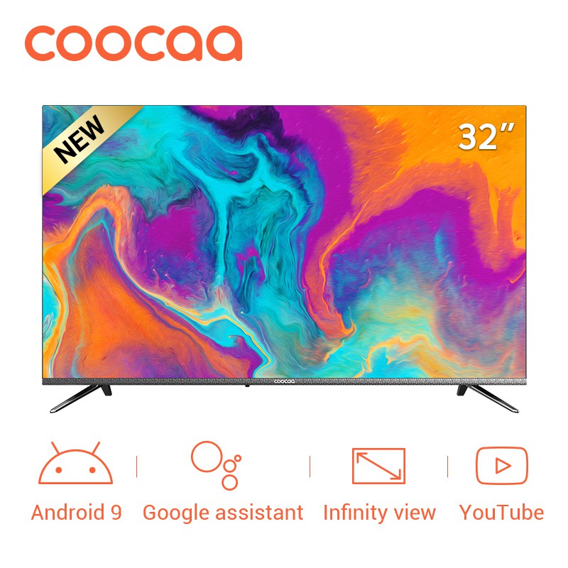 SMART TV HD Coocaa 32 inch - Android 9.0 TV - Wifi - viền mỏng - Model 32S6G - tivi giá rẻ Chân viền kim loại