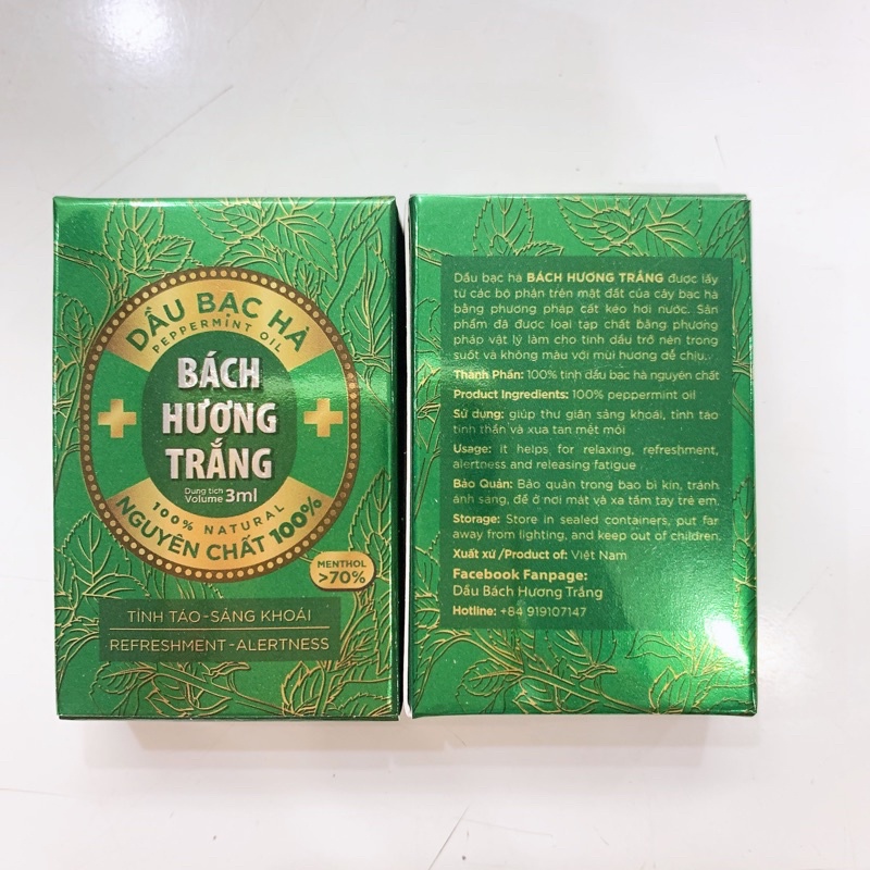 Tinh Dầu Bạc Hà nguyên chất 100%- Dầu bạc hà Bách Hương Trắng dùng xoa phòng cảm cúm,cho vào máy xông khử mùi, thư giãn