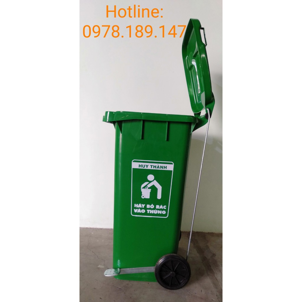 THÙNG RÁC NHỰA HDPE 120L CÓ CẦN ĐẠP CHÂN - 0978189147