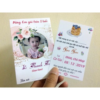 Set 10 THIỆP MỜI SINH NHẬT, thôi nôi, đầy tháng bé trai bé gái - Thiết kế ghép hình và in sẵn nội dung