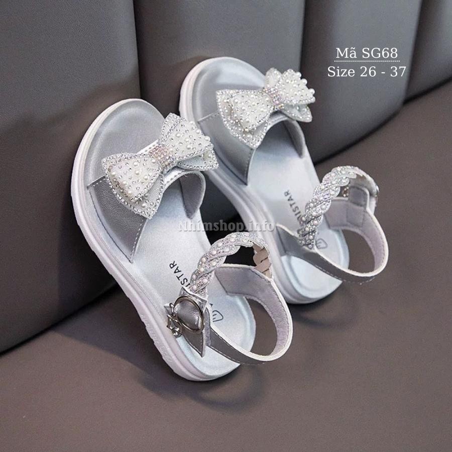 Giày sandal trẻ em xuất khẩu dép quai hậu bé gái gắn nơ duyên dáng và dễ thương 3 - 12 tuổi đi học đi biển SG68