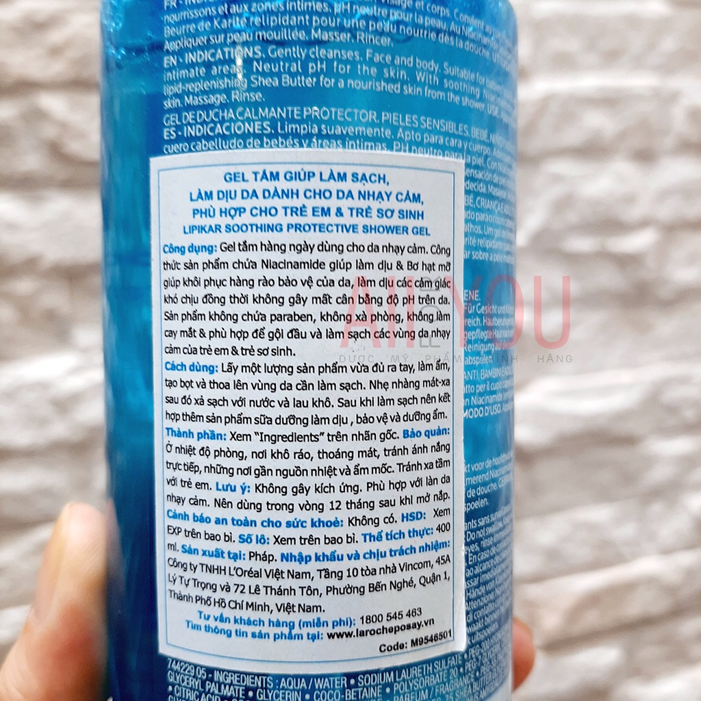 La Roche Posay LIPIKAR Soothing Protecting Shower Gel - Gel tắm làm sạch, làm dịu bảo vệ da nhạy cảm