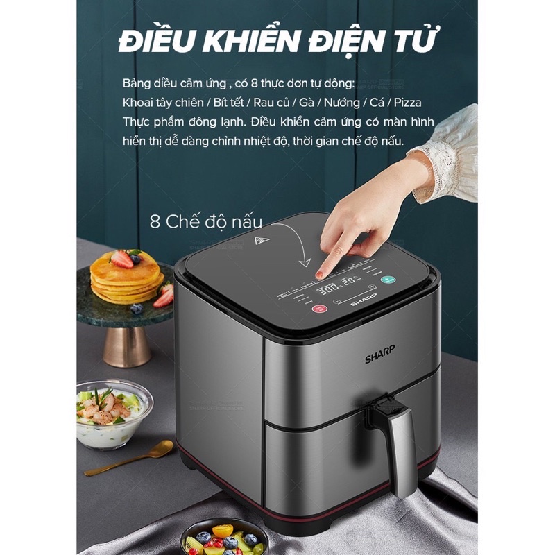 Nồi Chiên Không Dầu Sharp KF-AF50EV-ST Chống Dính 5L [1700W]